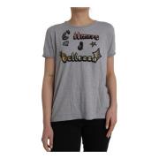 Dolce & Gabbana Paljett T-shirt med dekorationer Gray, Dam