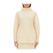 Jil Sander Ull Turtleneck Skjorta Regular Fit Italien Beige, Dam