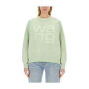 Alexander Wang Logo Jersey Sweater Green, Dam