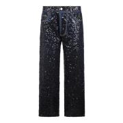 P.a.r.o.s.h. Jeans med vida ben och paljetter Black, Dam