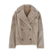 Yves Salomon Beige Lambskin Coat Beige, Dam