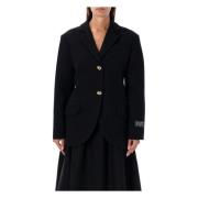 Patou Svart Ull Cashmere Bältesblazer Black, Dam