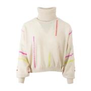 Crush Pop Stitch Easy Roll Sweater Beige, Dam