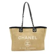 Chanel Vintage Pre-owned Canvas chanel-vskor Beige, Dam