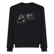 John Richmond Svart bomulls sweatshirt med frampress Black, Herr