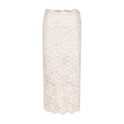 Paco Rabanne Elegant Spets Midi Kjol White, Dam