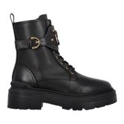 PINKO Läder ankelboots med logorem Black, Dam