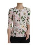 Dolce & Gabbana Blommig Lily Print Blus Topp Multicolor, Dam