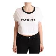 Dolce & Gabbana Vit Forgot Print Crop T-shirt White, Dam