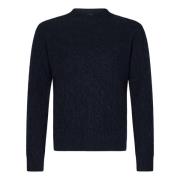 Boglioli Blå Cable-Knit Crewneck Sweater Aw24 Blue, Herr