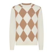 Sun68 Argyle Warm Cream Sweater Beige, Herr