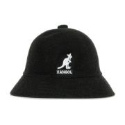 Kangol Casual Svart Bucket Hat med Stor Logo Black, Herr