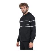 Emporio Armani EA7 Svart Zip-tröja med Logotyptryck Black, Herr