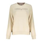 Tommy Hilfiger Beige Långärmad Broderad Tröja Beige, Dam