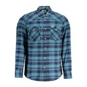 Wrangler Blå Flanell Western Skjorta, Regular Fit Blue, Herr