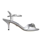 Dolce & Gabbana Silverläder Ankelrem Sandaler Gray, Dam