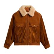 Golden Goose Shearling Krage Läderjacka Brown, Dam