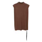 Rick Owens Brun Jersey Ärmlös Crew Neck T-shirt Brown, Herr