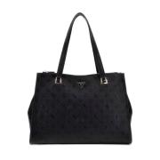 Guess Monogram Cresidia Toteväska Black, Dam