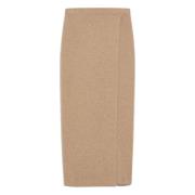 Max Mara Lyxig Ull Cashmere Midi Kjol Brown, Dam