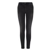 Armani Exchange Svart Denim Skinny Jeans med Logobroderi Black, Dam