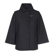 Fay Svart ullblandad cape kappa Black, Dam