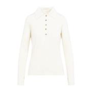 Courrèges Vit T-shirt med Merinoullblandning White, Dam