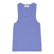 Laneus Crew Neck Wool Tank Top Blue, Dam