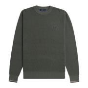 Fred Perry Grön Waffle Stitch Jumper Top Green, Herr