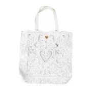 Dolce & Gabbana Hjärtmotiv Toteväska i Vitt White, Dam