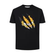 Iceberg Svart bomullsjersey T-shirt med Garfield-tryck och broderat lo...