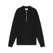 Nn07 Mjuk Ull Zip Polo Sweater Black, Herr