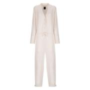 Laneus Ull och Angora V-ringad Jumpsuit Beige, Dam