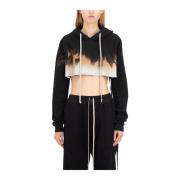 Rick Owens Cropped Hoodie Terra Black, Dam