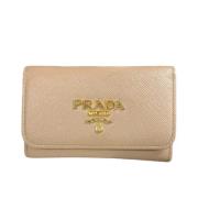 Prada Vintage Pre-owned Laeder nyckelhllare Beige, Dam