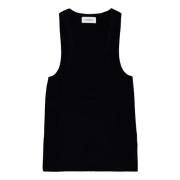 Laneus Crew Neck Wool Tank Top Black, Dam