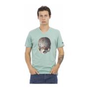 Trussardi Casual V-ringad T-shirt med Fronttryck Green, Herr