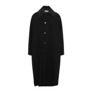 Jil Sander Elegant Svart Yllekappa Aw24 Black, Herr