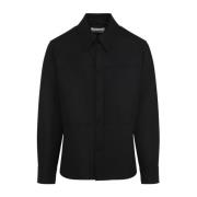 Jil Sander Svart Ullskjorta Aw24 Black, Herr