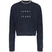 Tommy Jeans Blå tröja med bubbel-detaljer Blue, Dam