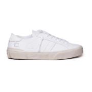 D.a.t.e. Vita Lädersneakers med Sprucken Häl White, Dam