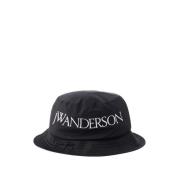 JW Anderson Svart Logo Bucket Hat - Nylon Black, Unisex