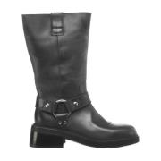 Billi Bi Svarta Cowboy-Ankelboots i Läder Black, Dam