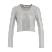 Akep Silver Crop Stickad Kofta Gray, Dam