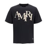 Amiri Staggered Logo Crew Neck T-shirt Black, Herr