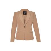 Liu Jo Kamel Stretch Teknisk Blazer Brown, Dam