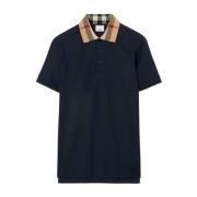 Burberry Blått Polo Shirt med Rutig Krage Blue, Herr