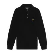 Lyle & Scott Merino Bomull Långärmad Stickad Piké Black, Herr