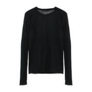 Majestic Filatures Svart Crew Neck Stickad Tröja Black, Dam