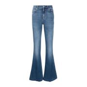 Alexander McQueen Blå Distressed Flared Jeans Blue, Dam